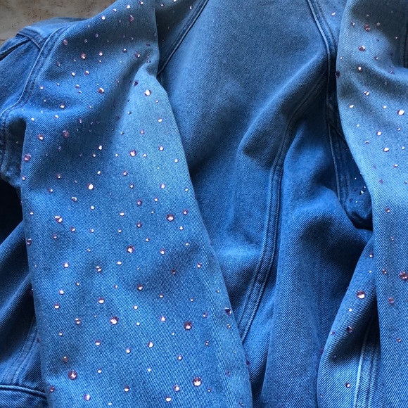 Custom Bedazzled Oversized Jean Jacket Size XS - Picture 14 of 17